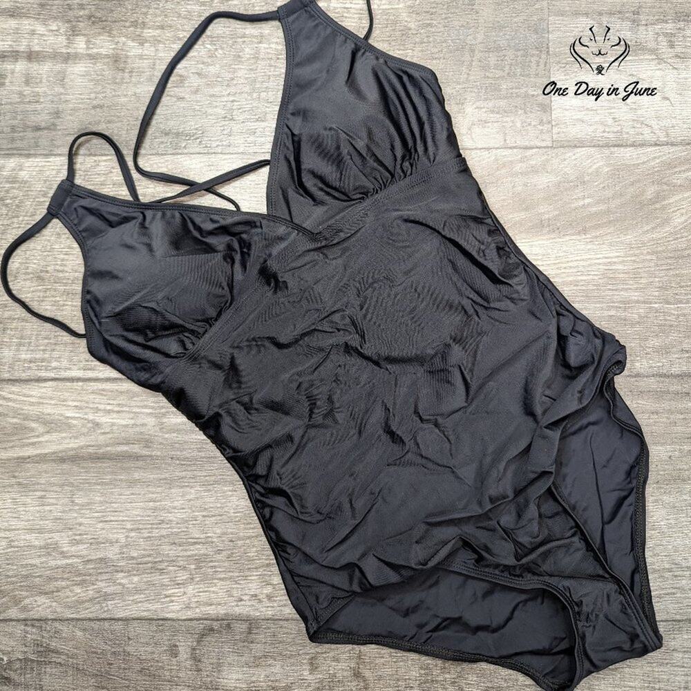 Seamaid V Neck Cross Back One Piece Swimsuit Size M